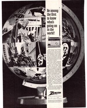 Zenith Trans Oceanic Radio Advertisement 1965 Vintage Electronics Globe World